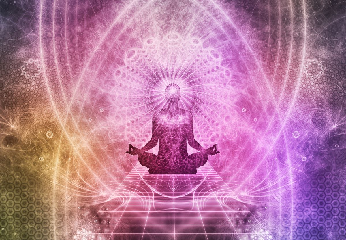 An artist's rendering of a person’s mind during a guided meditation.